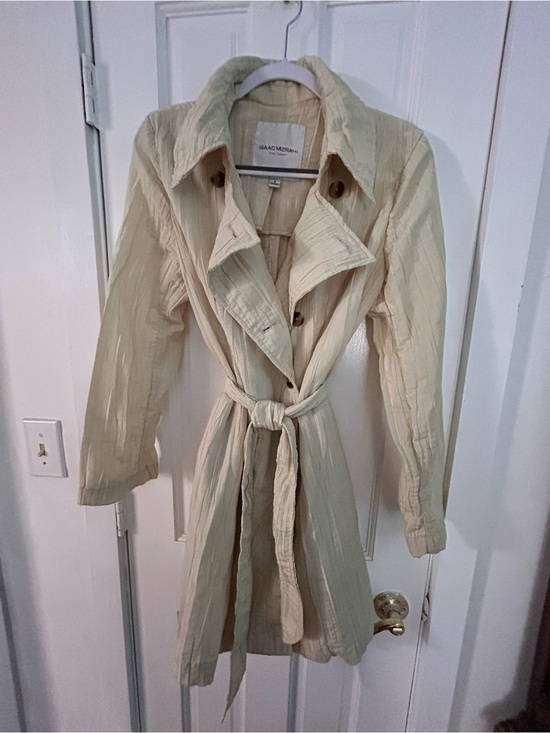Isaac Mizrahi Jackets & Blazers - Isaac Mizrahi for Target Cream Textured Tie-Waist Trench Coat M